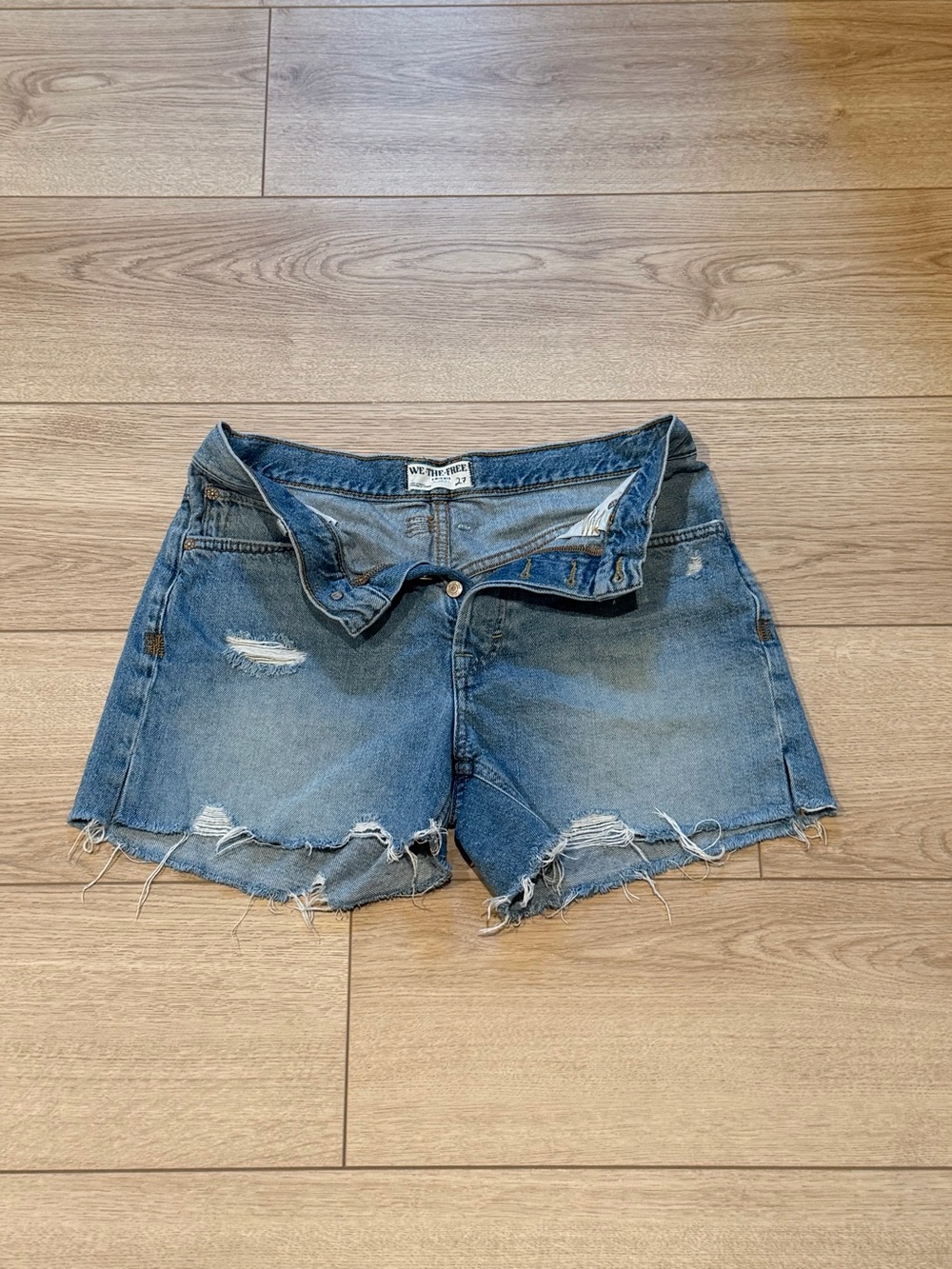 We The Free Medium Wash Distressed Jean Shorts